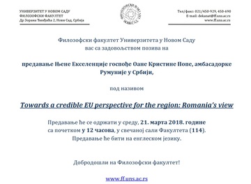 Poseta i predavanje ambasadorke Rumunije 