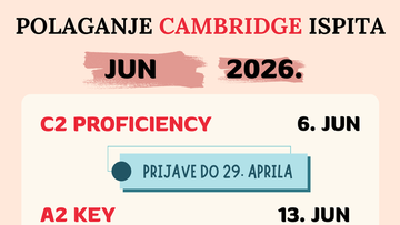 Cambridge ispiti - Otvorene prijave za JUN 2026. godine!